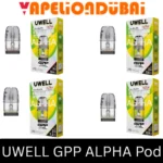 Uwell GPP ALPHA Pod cartridge with 3ml capacity, available in 0.4Ω, 0.6Ω, 0.9Ω and 1.2Ω