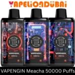 VAPENGIN Mecha 50000 Puffs with 4 adjustable power levels, dual mesh coil, and HD display
