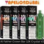 Al Fakher Crown Bar 12K Crystal V2 with adjustable airflow, triple mesh coil and illuminated display