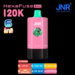 JNR HexaFuse 120K Puffs C-Series pink device with Luv 66, Cola Ice, Peach Ice, Red Bull Ice, Mr. Blue and Watermelon Mango Peach flavors