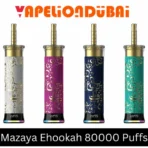 Mazaya E-Hookah Deep Cloud 80000 Puffs rechargeable disposable e-hookah with smart display, RGB lighting, and USB Type-C charging