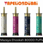 Mazaya E-Hookah Deep Cloud 80000 Puffs rechargeable disposable e-hookah with smart display, RGB lighting, and USB Type-C charging