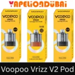 VOOPOO VRIZZ V2 replacement pods with 15ml capacity, 0.4Ω and 0.7Ω options, and Dual Mesh configuration